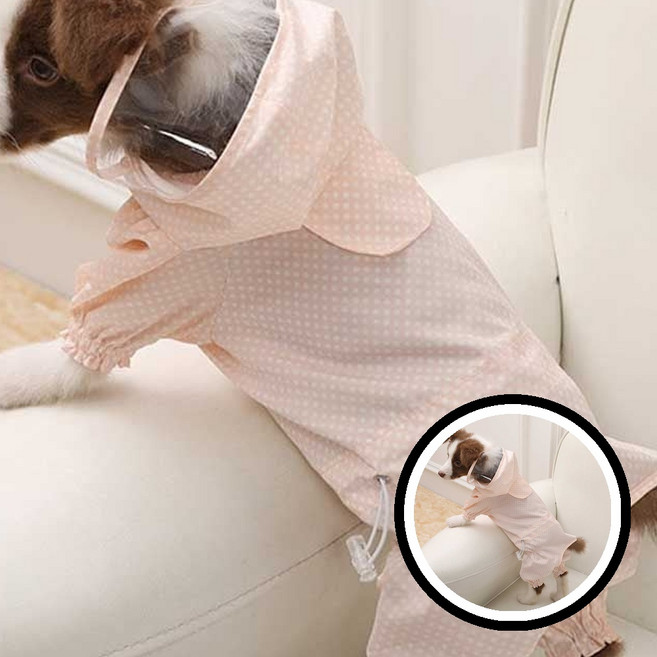 빅사이즈 반려견 우비 반려견 우비 방수 의류 사이즈 조절 애완견 패션 반려동물 의상 개 털옷 실외 활동 우천용 의류 애완용 비옷 편안한 착용감 z18+96722oE, 핑크 XL