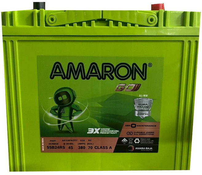 AMARON 愛馬龍【55B24L R RS LS】日規車用電瓶 免加水 銀合金汽車電池 充電快速, 1個, 愛馬龍-55B24RS