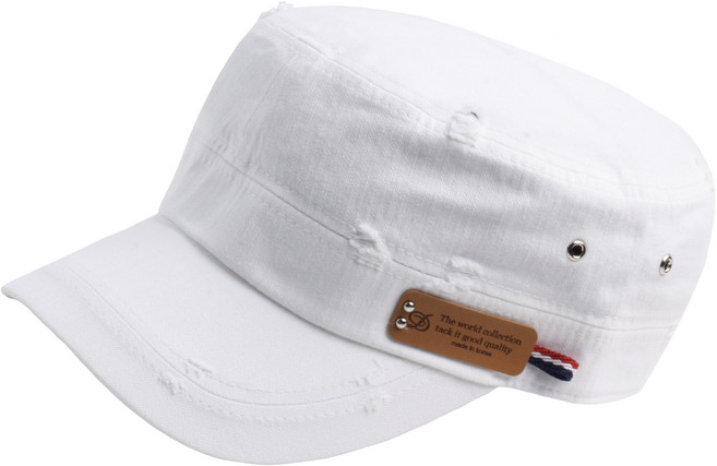 A362 빈티지 가죽 패치 워싱 찢어진 군모 모자