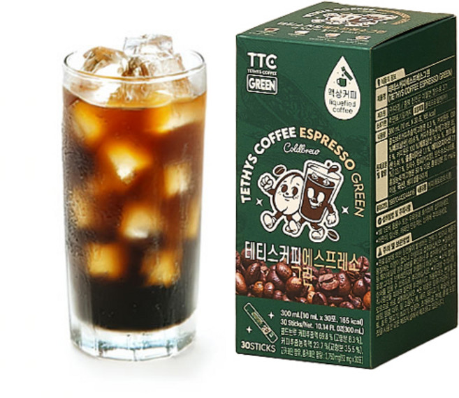 테티스커피 그린 30포 콜드브루 원액 스틱 더치커피 파우치, 10ml, 30개입, 1개