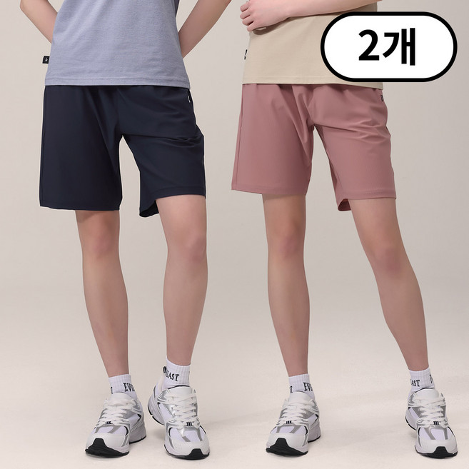 1+1 에버라스트 여성 여름 5부 반바지 스트라이프 팬츠