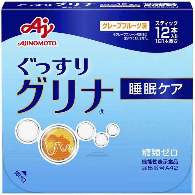 AJINOMOTO 味之素 Good Sleep Gлина 甘胺酸 3000mg 葡萄柚口味 12入, 1個, 37.2g