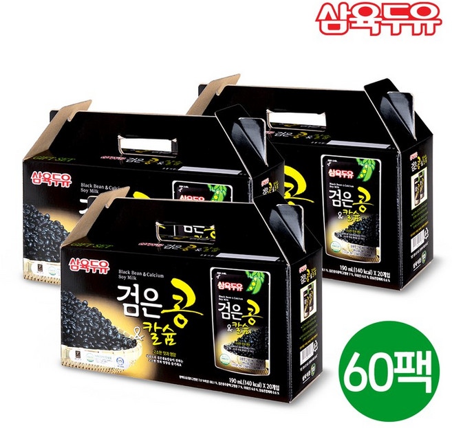 삼육두유 검은콩&칼슘 검은콩두유 파우치, 190ml, 60개
