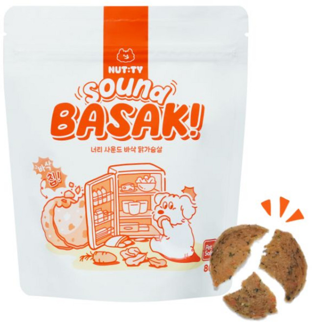 너티 강아지 닭가슴살간식 수제간식 바삭칩 개과자 쿠키, 80g, 1개, 닭가슴살