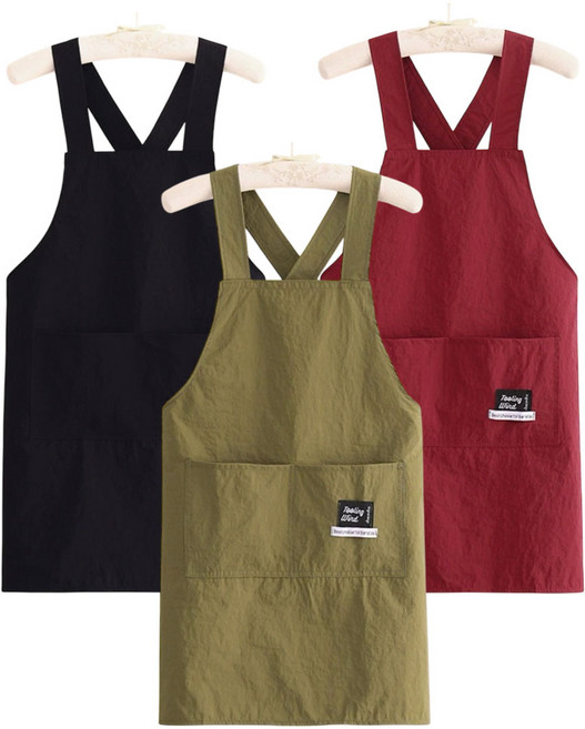 루나비스 방수 카페 투포켓 앞치마, 1개, 로즈레드