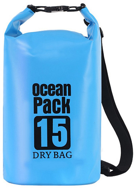 투데이리빙 15L 대용량 방수 드라이백 수영 물놀이 다용도 가방 초경량 비치 방수백 워터파크 드라이백팩, 1개, R98689L(블루