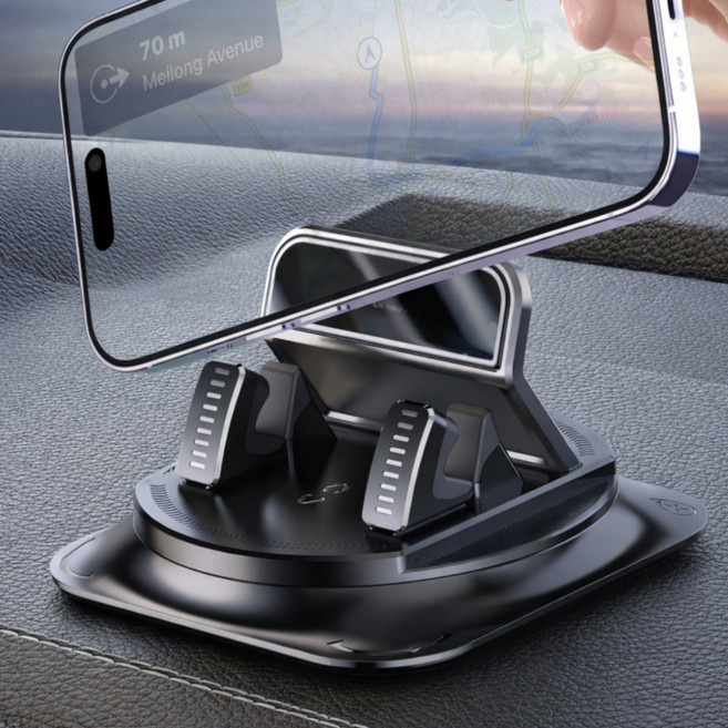 플레온 차량용 휴대폰 거치대 360도 회전 자동차 핸드폰거치대 대시보드 나노겔, 블랙, 1개