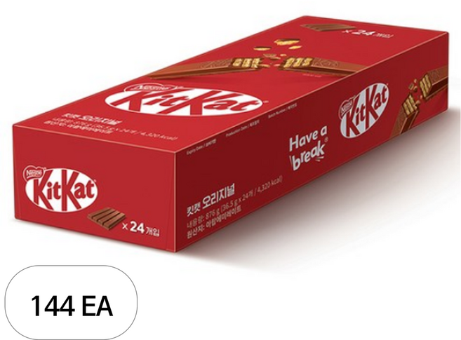 KitKat 오리지널 초코바, 36.5g, 144개
