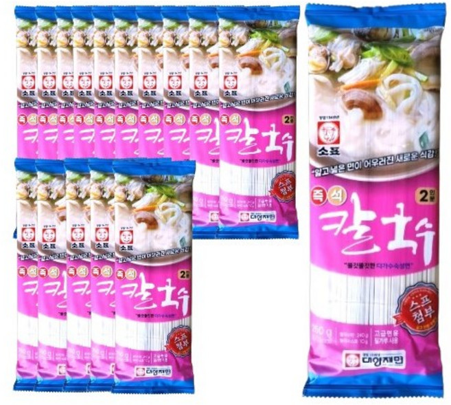 소표 즉석칼국수 2인분 (스프첨부), 250g, 16개