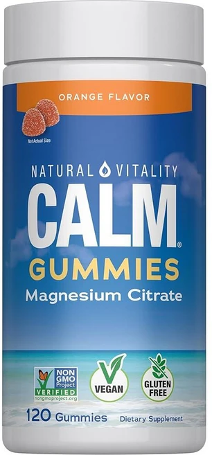 Natural Vitality Calm 마그네슘 젤리 | 1회 제공량당 330mg | 오렌지 맛 보충제 | 글루텐 프리 및 비건 | 120개, 120 - 쿠팡