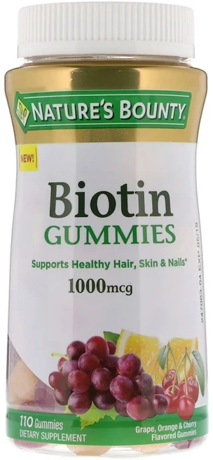 네이처스바운티 비오틴 구미젤리 포도 오렌지 & 체리 맛 1 000mcg 구미젤리 110개, 110정, 1개 - 쿠팡