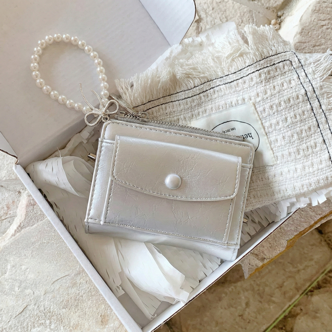 [키링세트] 샤샤벨 심플포켓 반지갑 여성 학생 카드지갑 귀여운 여자 지갑