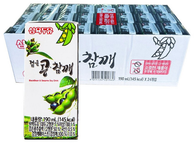 삼육두유 검은콩 참깨 두유, 190ml, 24개