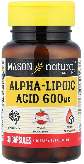 메이슨네츄럴 알파리포산 600mg 캡슐 30정, MAV17228, 1개 - 쿠팡