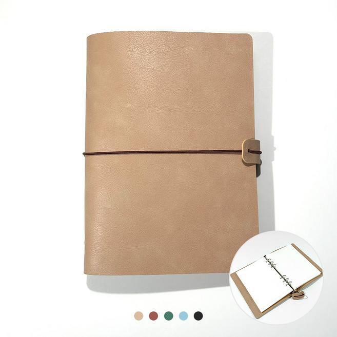 푸꾸푸꾸 빈티지 가죽 다이어리 업무 만년 바인더, 베이지