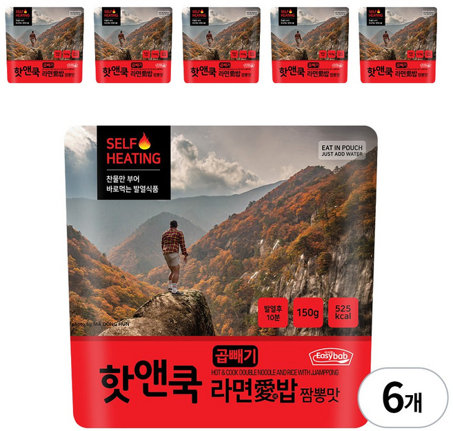 이지밥 핫앤쿡 곱빼기 라면애밥 짬뽕맛, 150g, 6개