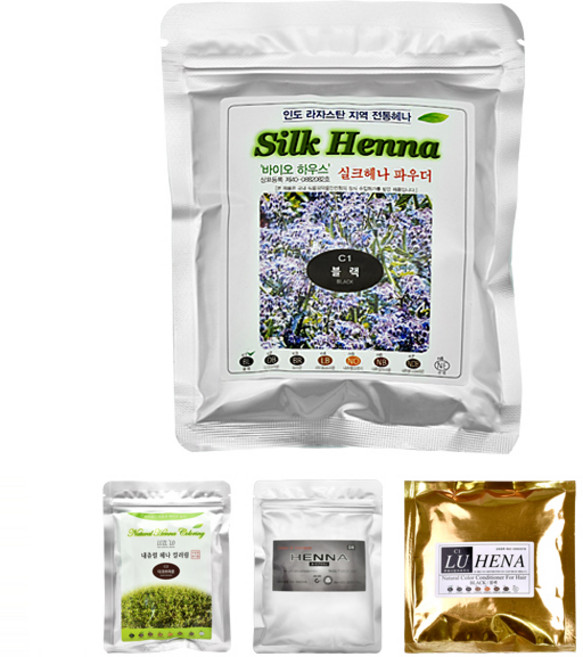 바이오하우스 실크 천연 가루 헤나 염색 100g, 블랙, 1개