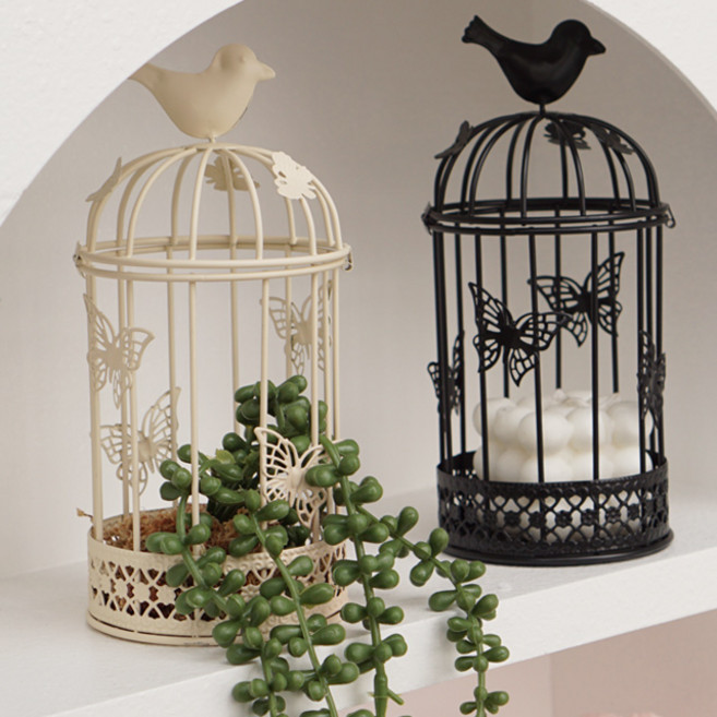 내일의공간 새장 화분 케이지 인테리어 소품 (화분 케이지)(캔들 홀더), 아이보리