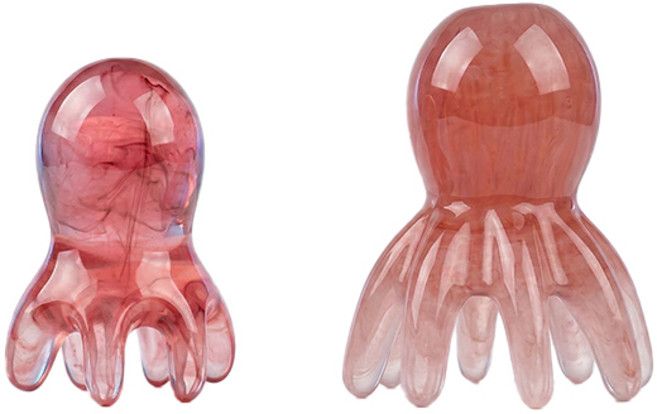 문어발 두피 마사지 괄사 1+1, 소형 핑크+대형 핑크, 1세트