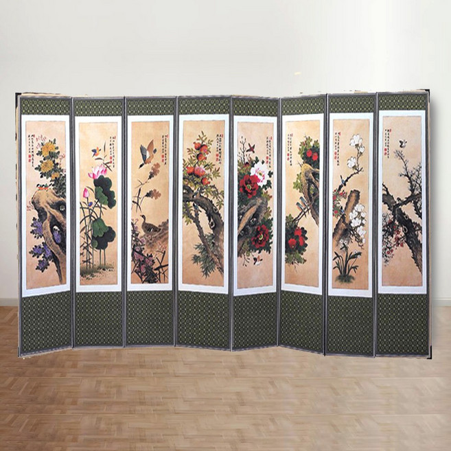 8폭 병풍 종합, 57번.8폭고화화조-추사, 1개