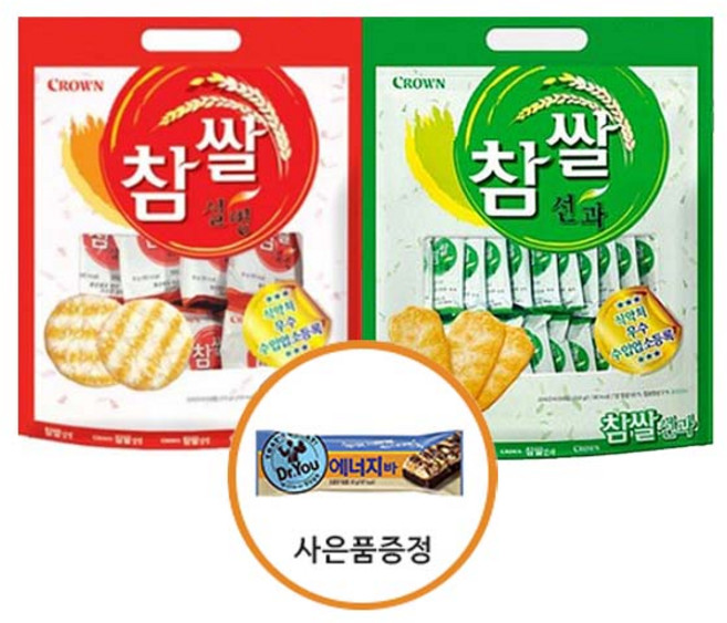 크라운 참쌀선과 253g + 참쌀설병 270g 사은품증정, 1세트