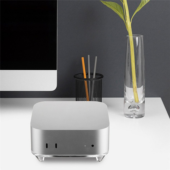 Mac Mini M4 스탠드 아크릴 데스크탑 마운트 홀더 방열 공간 절약 전원 버튼에 쉬운 접근, Transparent, 1개