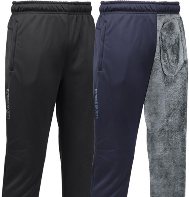 [이지바이] (1+1) 남성 겨울 장털 안감 트레이닝복 바지_추위환승 융털안감 방한 방풍 운동복 작업복 아웃도어 스판 빅사이즈 팬츠