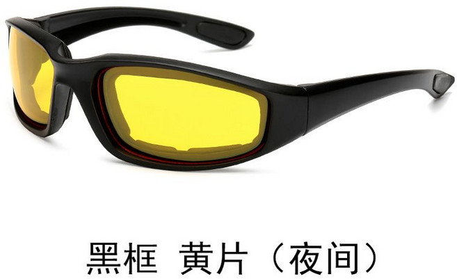 越野風鏡 機車風鏡 運動護目鏡 滑雪眼鏡 戶外騎行 防風鏡, 黑框-黃片（夜間）,單幅眼鏡, 1個