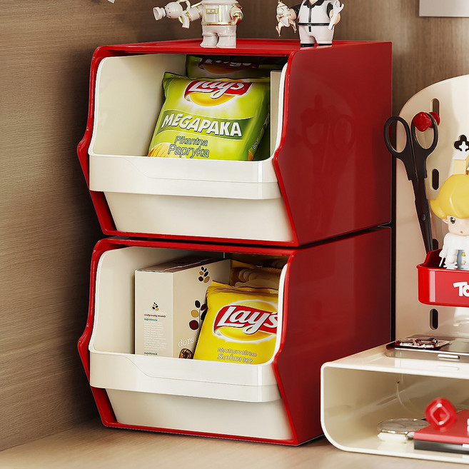 아모란나 컬러 탕비실 정리함 커피 티백 간식 소품 수납함 데스크 오거나이저 미니서랍, 2개, 레드