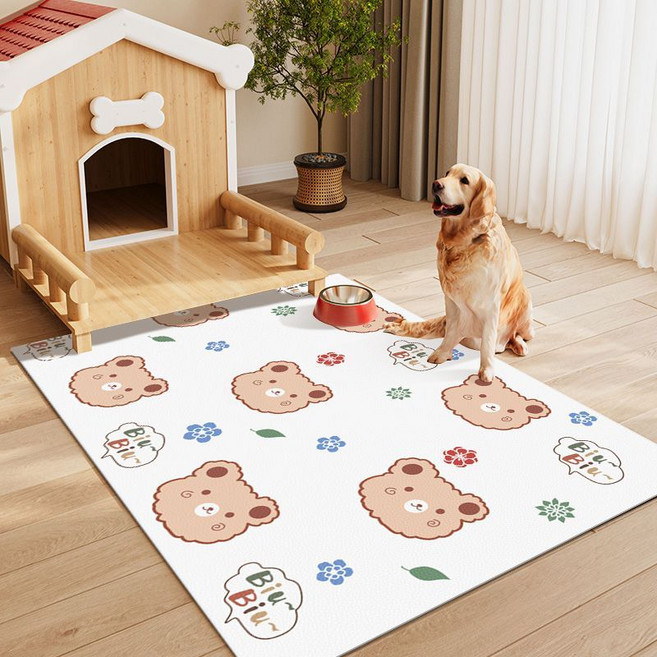 防水隔尿寵物地墊 PVC狗窩墊 耐磨擦客廳地毯 貓狗專用地墊, 1個, Biu Biu小熊【一抹凈】30*40cm【一抹凈寵物餐墊】