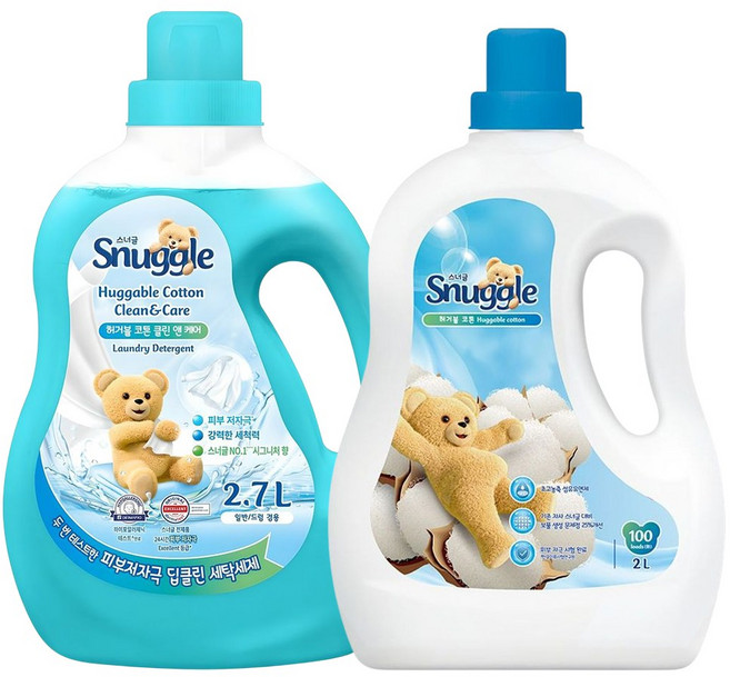 스너글 허거블 코튼 클린 앤 케어 세제 2.7L 본품 + 허거블 코튼 섬유유연제 2L 본품, 1개