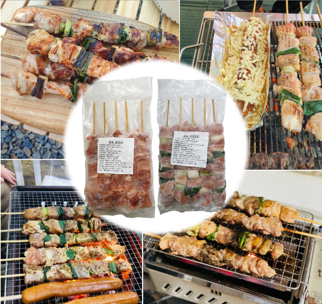 [캠핑용 수제 닭꼬치 파닭 5꼬치 + 순살 5꼬치 닭다리살 / 캠핑용 / 업소용 / 추가상품(소스), 3. 반반꼬치  [파닭 5꼬치 + 순살 5꼬치], 130g, 1세트