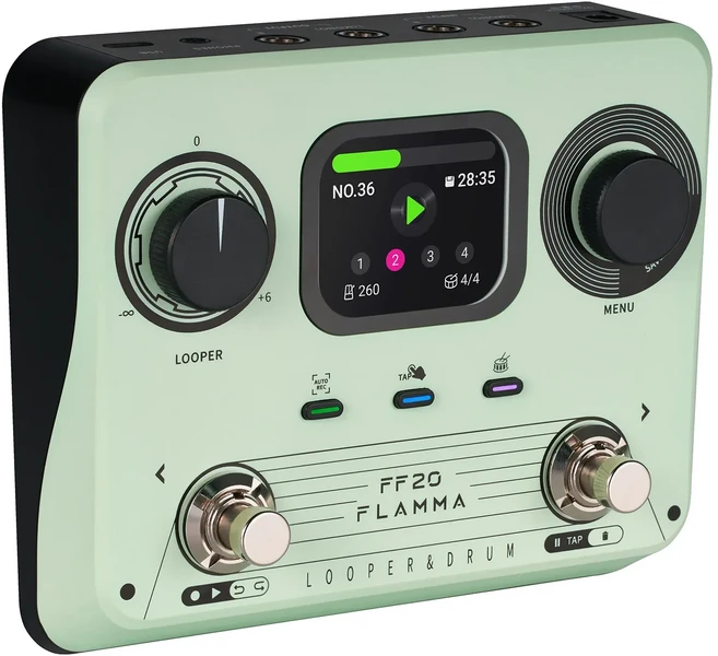 플라마 FF20 올인원 루퍼 & 드럼 머신 페달 그루브 스테레오 I/O 헤드폰 출력 자동 녹음 버스킹 필수품, 08 green EU