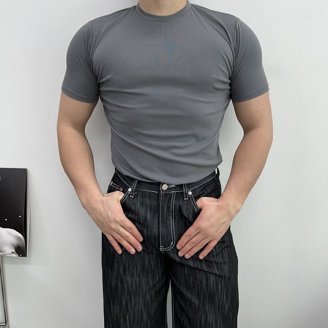 [2TYPE] 쿨링 머슬핏 카라티 반팔 라운드 기능성 짐웨어 헬스 티셔츠