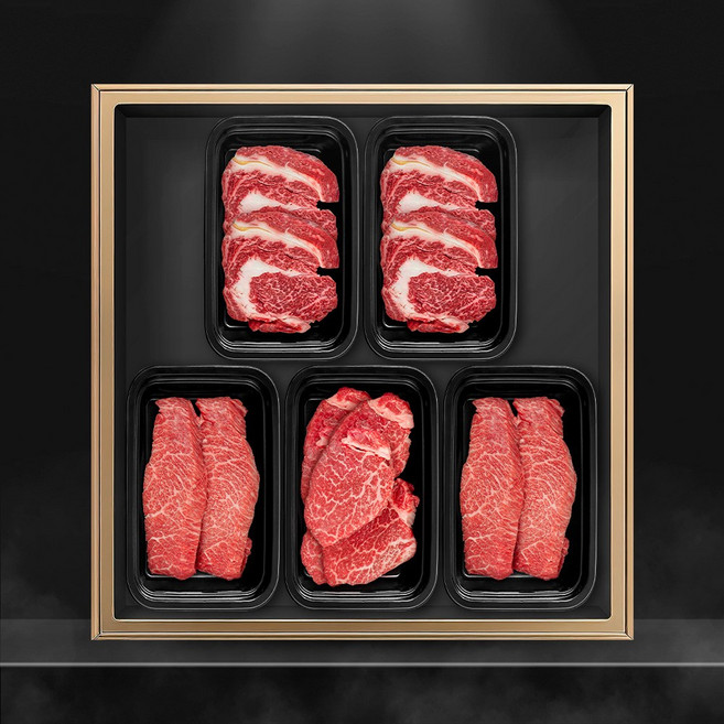 쿠가[냉장] 횡성한우 어사품 1++등급 구이 5구 3호(총1.5kg)근내지방도7이상[구성 등심+등심+안심채끝(랜덤)+특수부위(랜덤)+특수부위(랜덤)], 단품