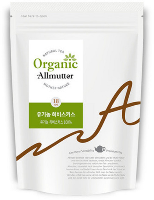 알뮤터 유기농 히비스커스 18티백 허브티 허브차, 18개입, 1.2g
