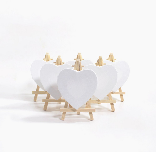 star starred 화이트 캔버스 우드 이젤 세트 6개 밸류팩, 10cm X 10cm 하트