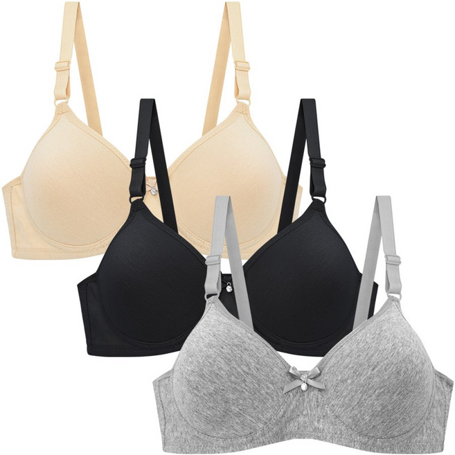 순면 노와이어 브라 3개세트 와이어리스 여성브라 몰드