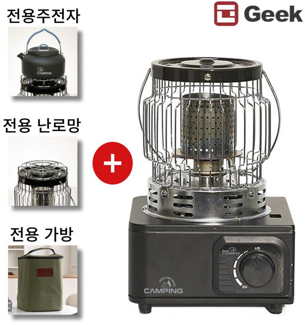 GeeK 국내산 휴대용 캠핑 낚시 차박 가스난로 가스히터 SGG-T3103 부탄가스 사은품증정(전용주전자+전용망+전용가방)