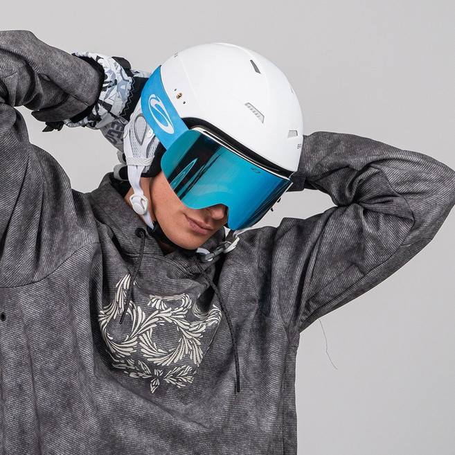 브릭스 앱틱 스키 고글 스노우보드 안티포그 레보렌즈 안경착용 가능, 크리스탈 블루, 1개