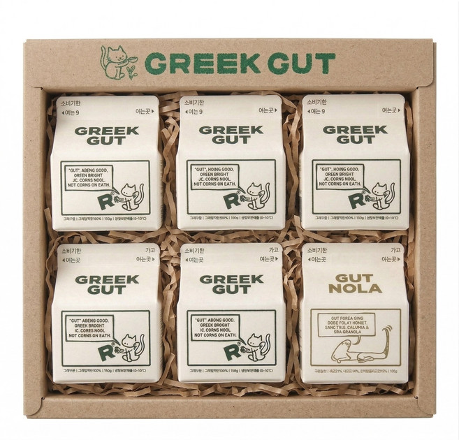 [그릭구트] 그릭요거트 150g 5개 + 구트놀라 100g 1개 1세트, 850g, 6개입, B set (그릭요거트 5팩+구트놀라 1팩)