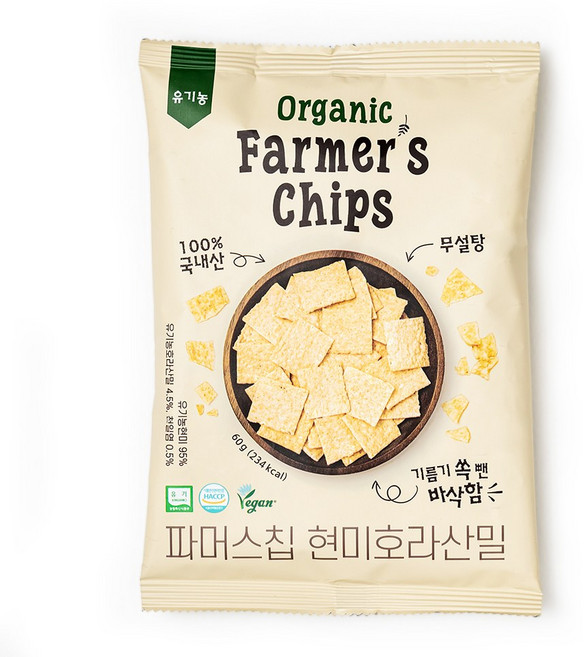 무설탕 건강간식 유기농 파머스칩 현미호라산밀 쌀과자 60g, 1개