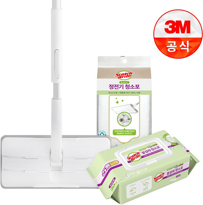 3M 표준형 올터치 더블액션 막대+ 정전기 50매+물걸레 30매, 1개