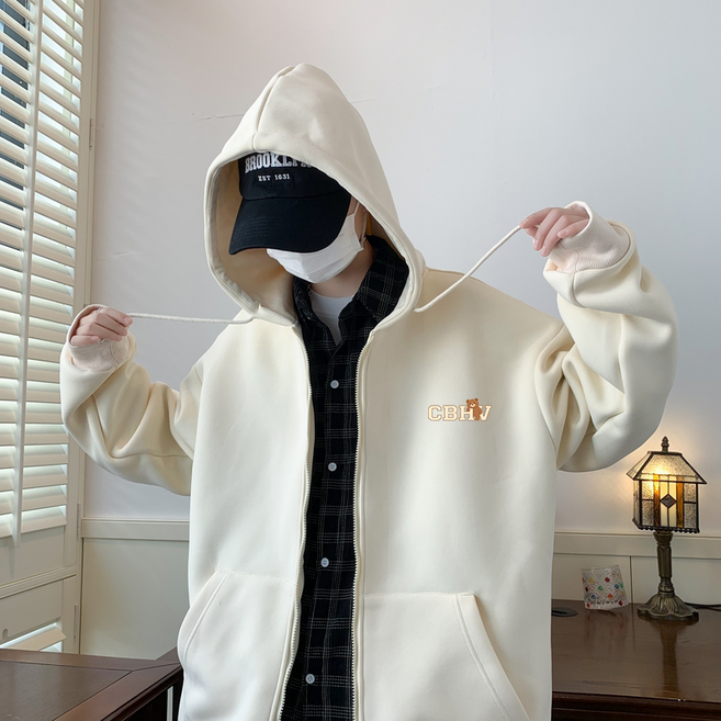 CBHV 남녀공용 오버핏 스타일 후드티 루즈핏 후드집업 클래식 넓은 핏 아우터