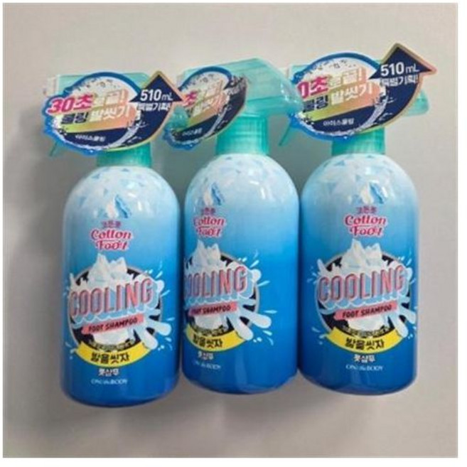 웰빙창고 온더바디 코튼풋 발을씻자 풋샴푸 510ml 쿨링 3개