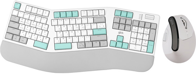 지클릭커 오피스프로 EMK550 무선 버티컬 인체공학 블루투스 키보드 마우스 세트 화이트