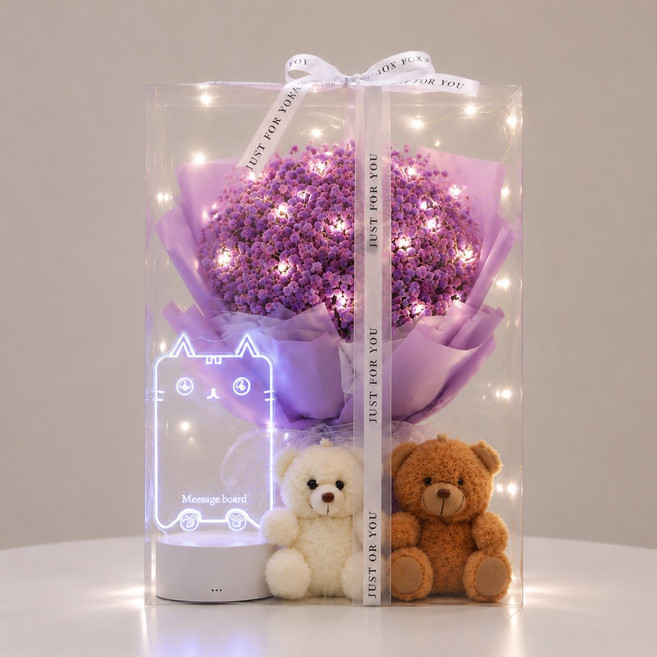 3위 - [루미플로라] 프리저브드 꽃 LED 꽃다발 시들지않는 꽃 선물세트 35cm 대형 플라워박스 기념일 생일선물 