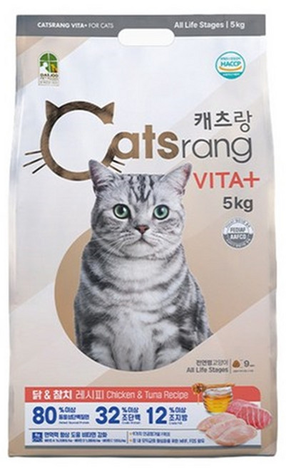 캐츠랑 NEW 전연령 올라이프 고양이 건식사료, 닭+참치, 5kg, 3개