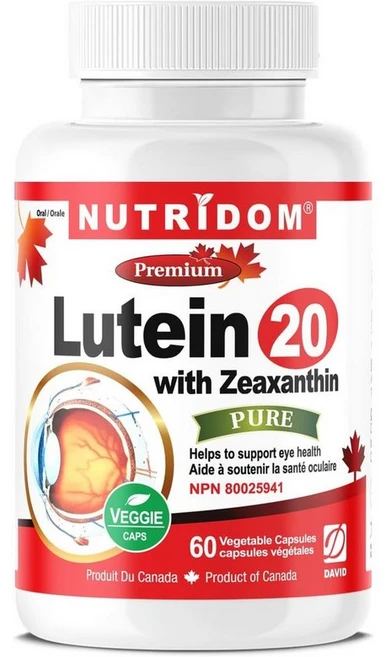 캐나다 뉴트리돔 NUTRIDOM Lutein+Zeaxanthin 루테인 20mg + 제아잔틴 캡슐, 3개, 60정 - 쿠팡