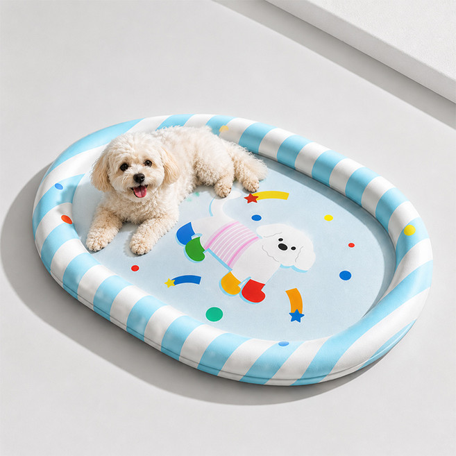 큰귀멍멍 강아지 고양이 냉감 쿨매트 여름 방수 아이스 패드, 1개, 블루
